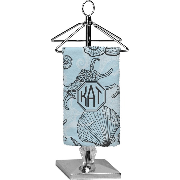 Custom Sea-blue Seashells Finger Tip Towel - Full Print (Personalized)
