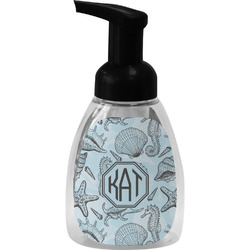 Sea-blue Seashells Foam Soap Bottle - Black (Personalized)