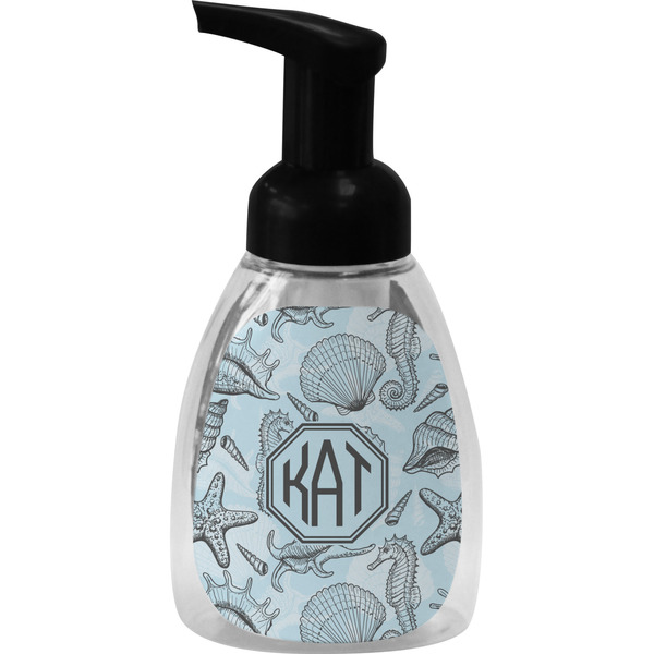 Custom Sea-blue Seashells Foam Soap Bottle - Black (Personalized)