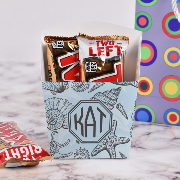 Sea-blue Seashells French Fry Favor Box - w/ Treats View