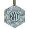 Sea-blue Seashells Flat Glass Ornament - Hexagon w/ Monogram