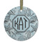Sea-blue Seashells Flat Glass Ornament - Round w/ Monogram