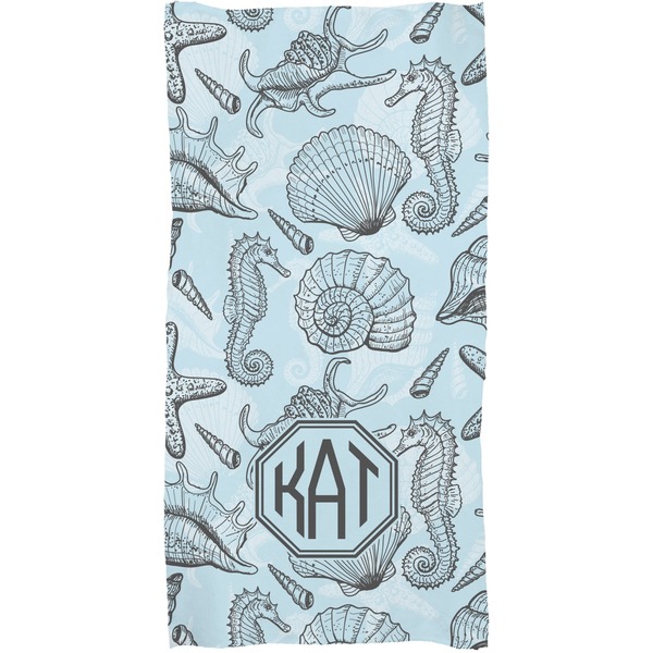 Sea-blue Seashells Full Sized Bath Towel - Apvl