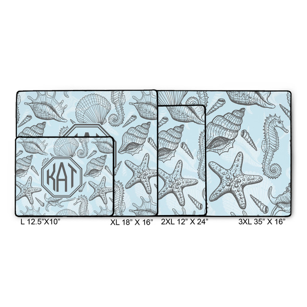 Sea-blue Seashells Gaming Mats - SIZE CHART