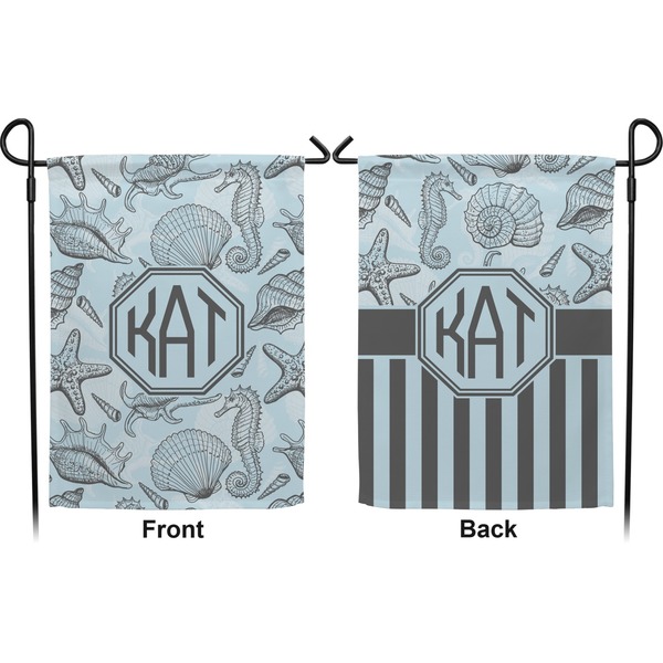 Sea-blue Seashells Garden Flag - Double Sided Front and Back
