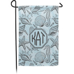 Sea-blue Seashells Small Garden Flag - Single Sided w/ Monograms