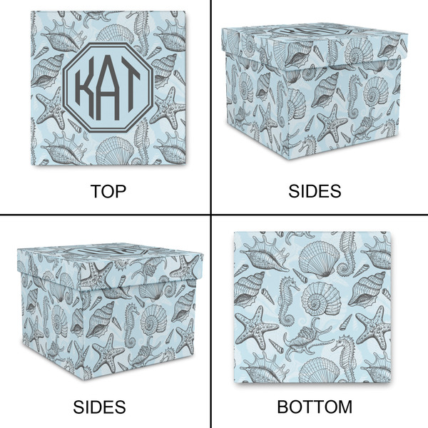 Sea-blue Seashells Gift Boxes with Lid - Canvas Wrapped - Large - Approval