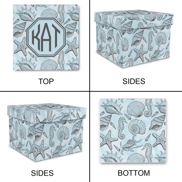 Sea-blue Seashells Gift Boxes with Lid - Canvas Wrapped - Medium - Approval