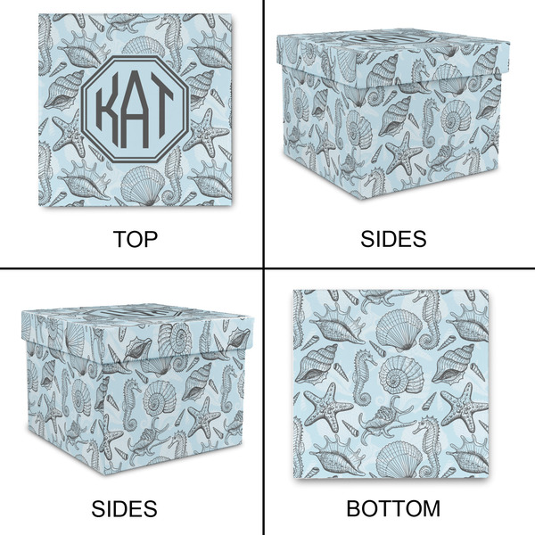 Sea-blue Seashells Gift Boxes with Lid - Canvas Wrapped - X-Large - Approval