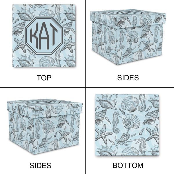 Sea-blue Seashells Gift Boxes with Lid - Canvas Wrapped - XX-Large - Approval
