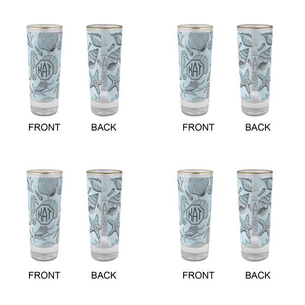 Sea-blue Seashells Glass Shot Glass - 2 oz - Set of 4 - APPROVAL
