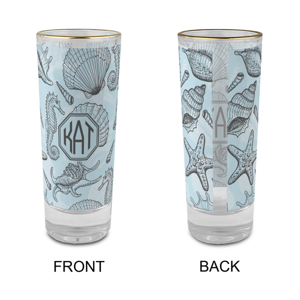 Sea-blue Seashells Glass Shot Glass - 2 oz - Single - APPROVAL