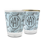 Sea-blue Seashells Glass Shot Glass - 1.5 oz (Personalized)