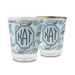 Sea-blue Seashells Glass Shot Glass - 1.5 oz (Personalized)