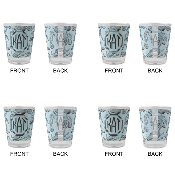 Sea-blue Seashells Glass Shot Glass - Standard - Set of 4 - APPROVAL
