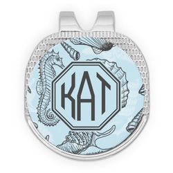 Sea-blue Seashells Golf Ball Marker - Hat Clip - Silver