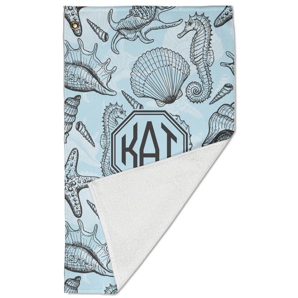 Sea-blue Seashells Golf Towel - Folded (Large)