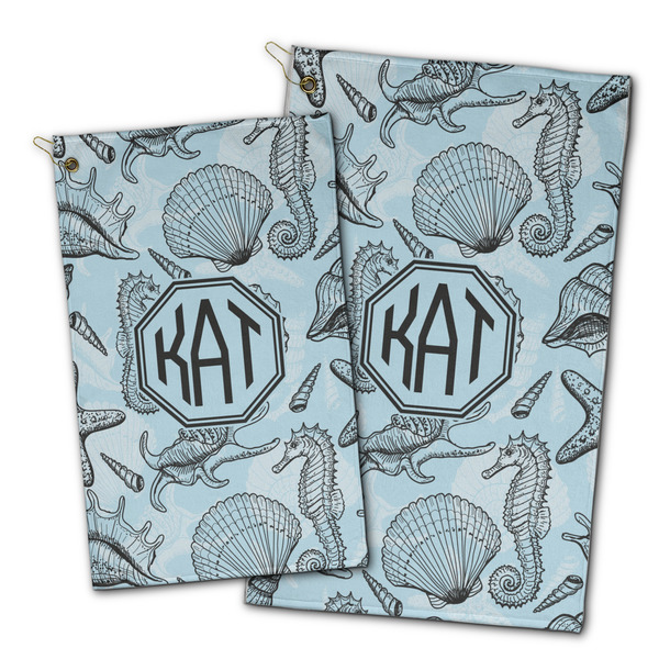 Sea-blue Seashells Golf Towel - PARENT (small and large)