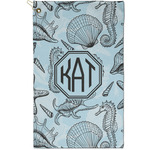 Sea-blue Seashells Golf Towel - Poly-Cotton Blend - Small w/ Monograms