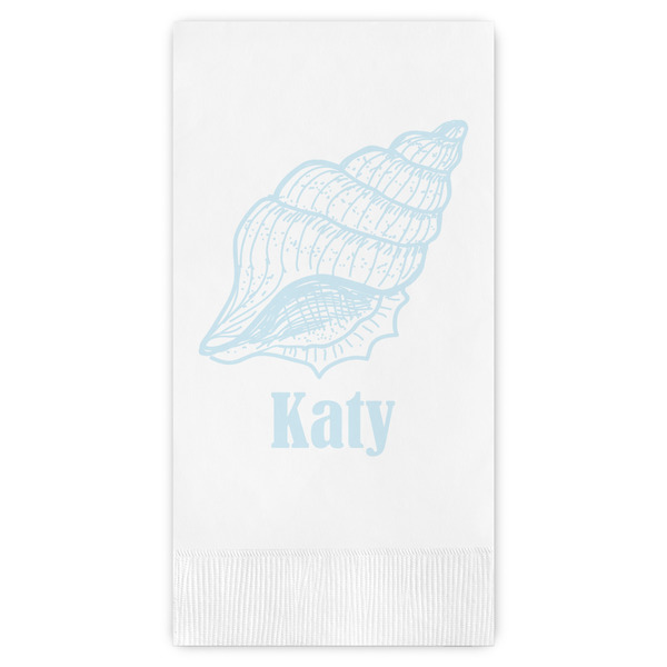Custom Sea-blue Seashells Guest Napkins - Full Color - Embossed Edge (Personalized)