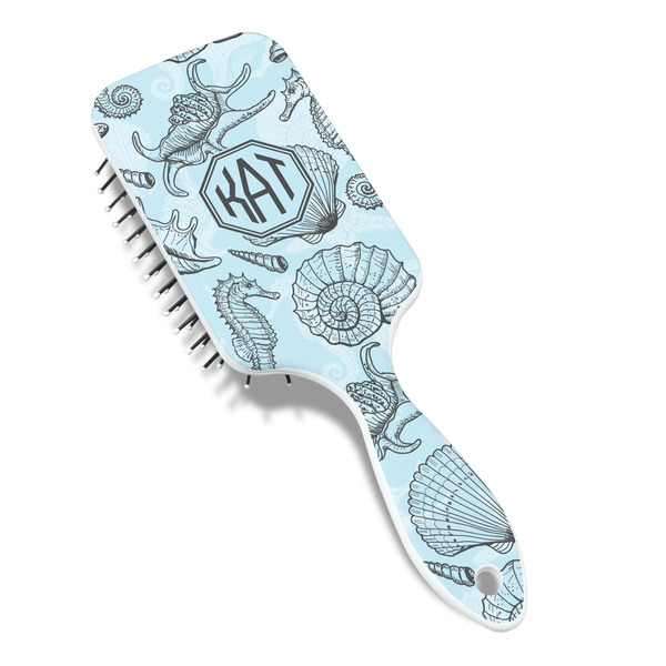 Sea-blue Seashells Hair Brush - Angle View