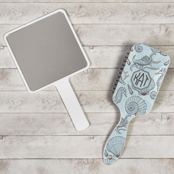 Sea-blue Seashells Hair Brush - In Context