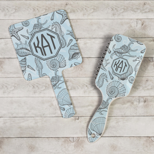 Sea-blue Seashells Hand Mirrors - In Context