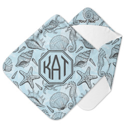 Sea-blue Seashells Hooded Baby Towel (Personalized)
