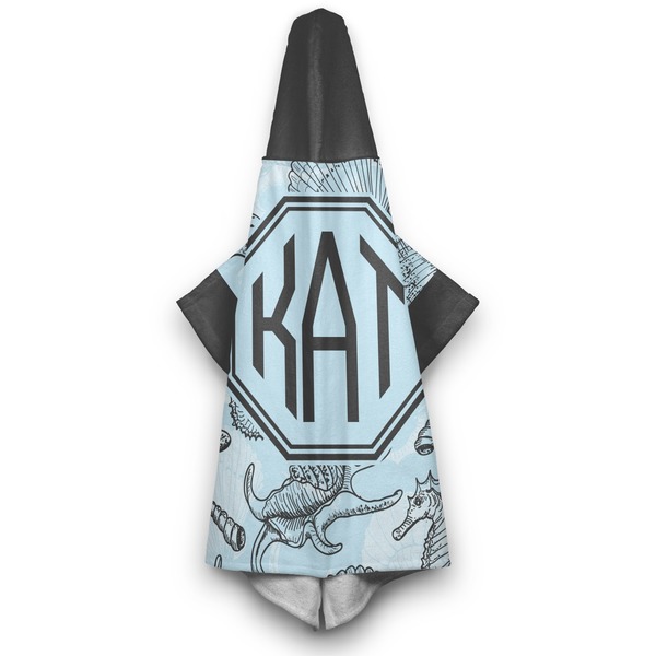 Sea-blue Seashells Hooded Towel - Hanging