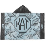 Sea-blue Seashells Kids Hooded Towel (Personalized)
