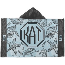 Sea-blue Seashells Kids Hooded Towel (Personalized)