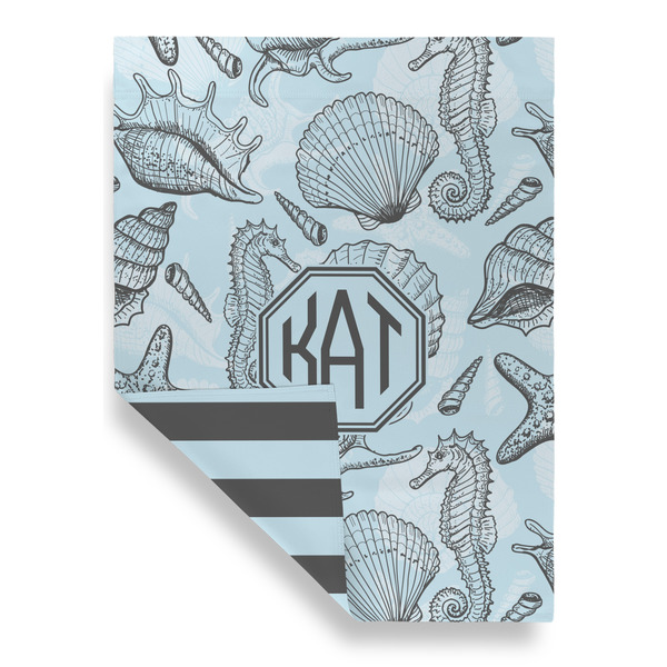 Sea-blue Seashells House Flags - Double Sided - FRONT FOLDED