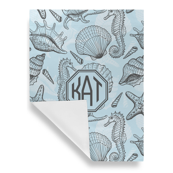 Sea-blue Seashells House Flags - Single Sided - FRONT FOLDED