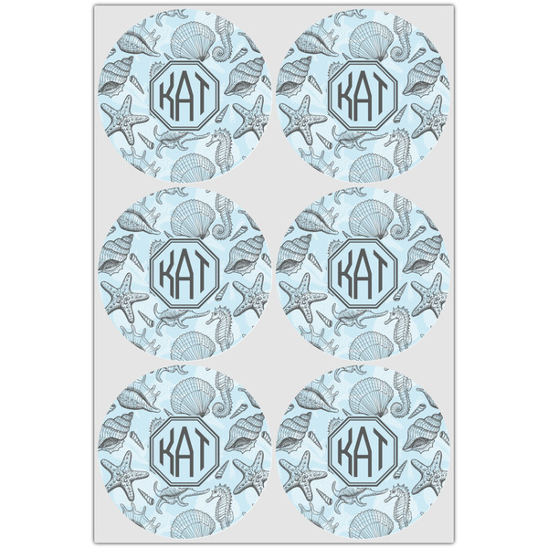 Sea-blue Seashells Icing Circle - Large - Set of 6