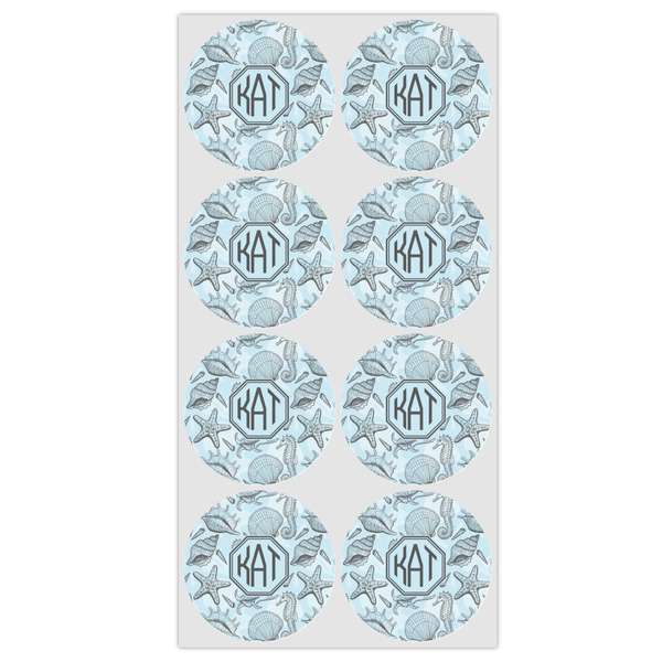 Sea-blue Seashells Icing Circle - Medium - Set of 8