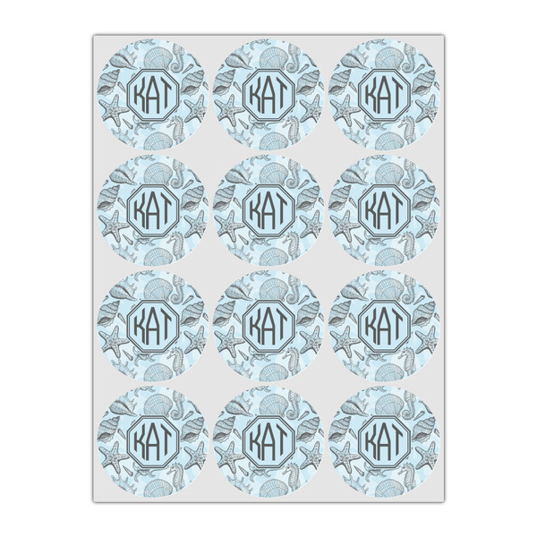 Sea-blue Seashells Icing Circle - Small - Set of 12