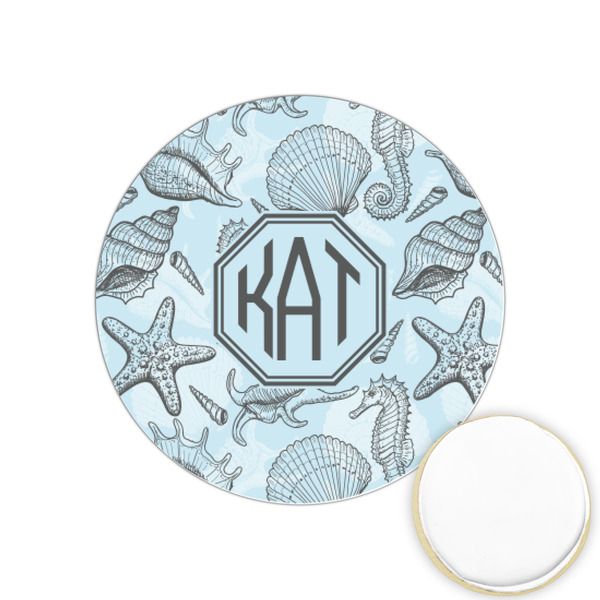Custom Sea-blue Seashells Printed Cookie Topper - 1.25" (Personalized)