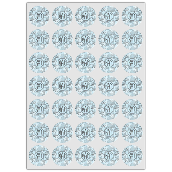 Sea-blue Seashells Icing Circle - XSmall - Set of 35