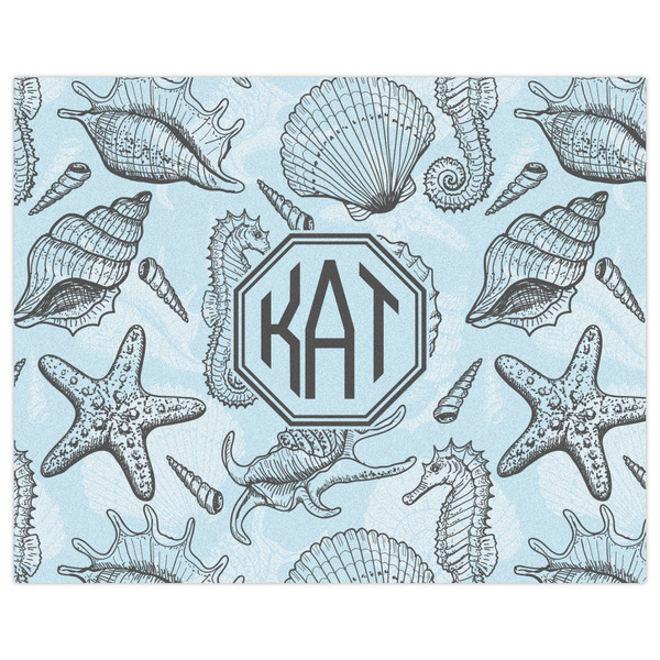 Sea-blue Seashells Indoor / Outdoor Rug - 8'x10' - Front Flat