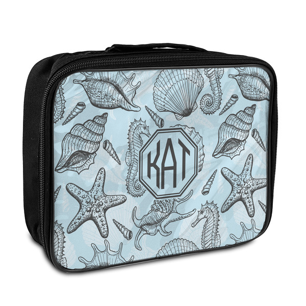 Custom Sea-blue Seashells Insulated Lunch Bag (Personalized)
