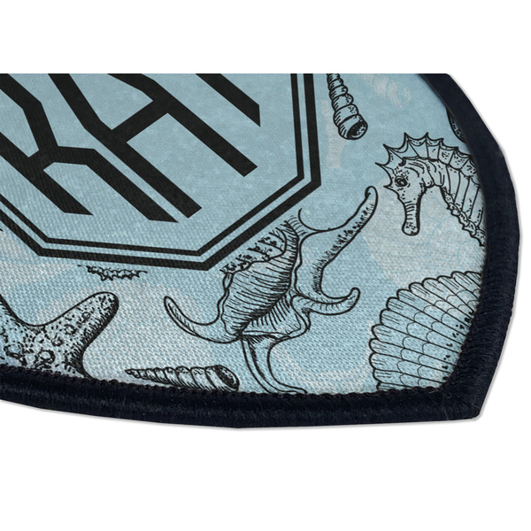 Sea-blue Seashells Iron on Shield 3 Detail