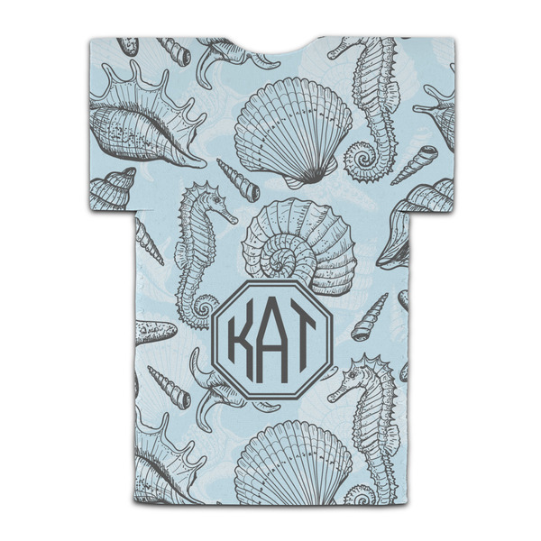 Sea-blue Seashells Jersey Bottle Cooler - BACK (flat)
