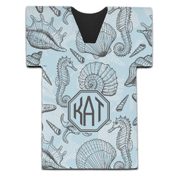 Sea-blue Seashells Jersey Bottle Cooler (Personalized)