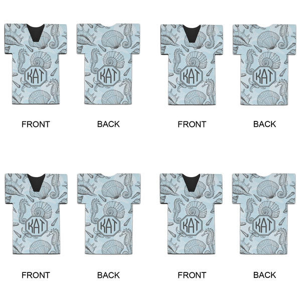 Sea-blue Seashells Jersey Bottle Cooler - Set of 4 - APPROVAL