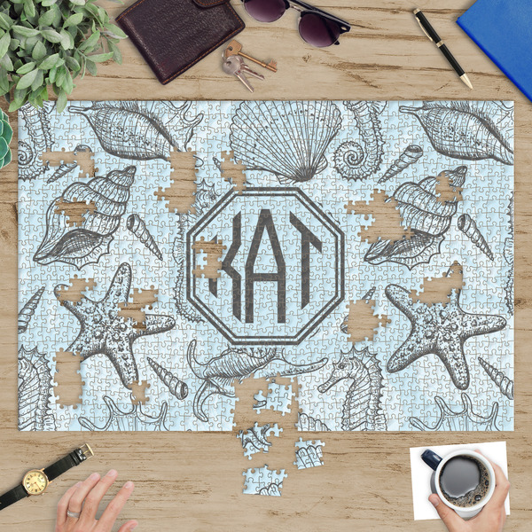 Sea-blue Seashells Jigsaw Puzzle 1014 Piece - In Context