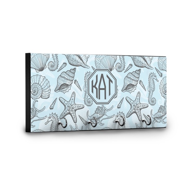 Sea-blue Seashells Key Hanger - Front View with Hooks