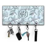 Sea-blue Seashells Key Hanger w/ 4 Hooks w/ Monogram