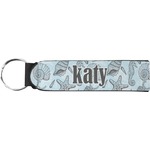 Sea-blue Seashells Neoprene Keychain Fob (Personalized)
