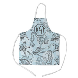 Sea-blue Seashells Kid's Apron w/ Monogram