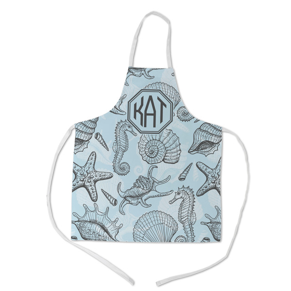 Custom Sea-blue Seashells Kid's Apron - Medium (Personalized)